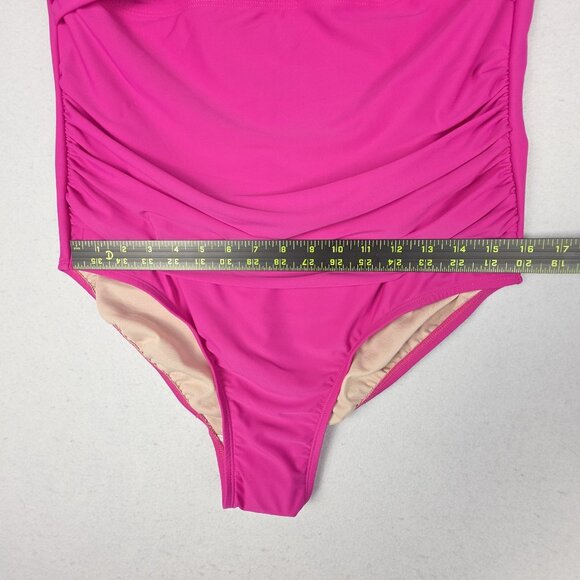 NWT Kona Sol Womens 1-piece Swimsuit Sz 17 Fushia Tummy Control Strapless Halter - Picture 13 of 13